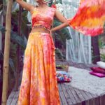 Orange Lehenga Choli with Fancy Dupatta with Digital Printed Work for Party Wear
