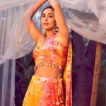 Orange Lehenga Choli with Fancy Dupatta with Digital Printed Work for Party Wear