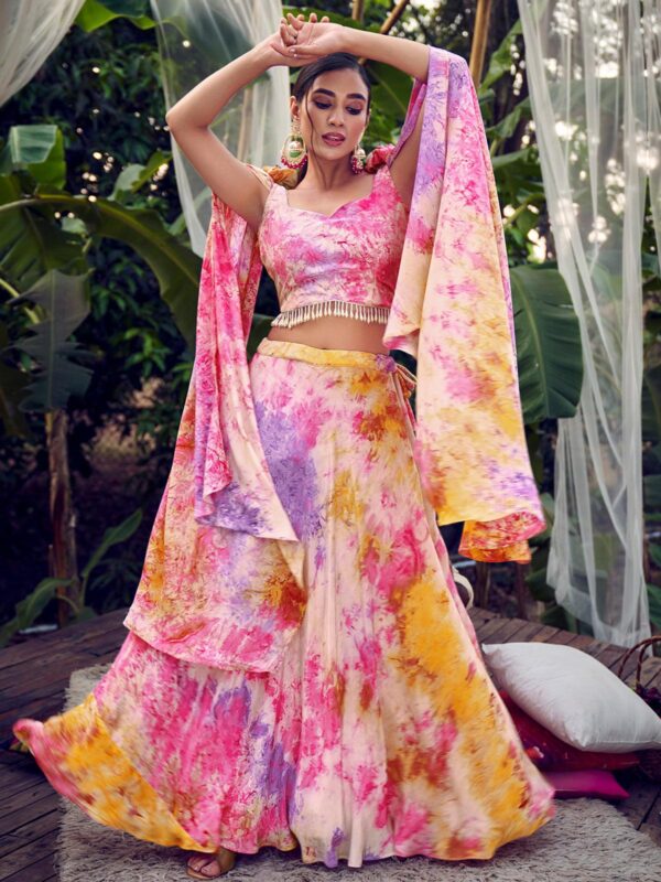 Purple Lehenga Choli with Fancy Dupatta with Digital Printed Work for Party Wear