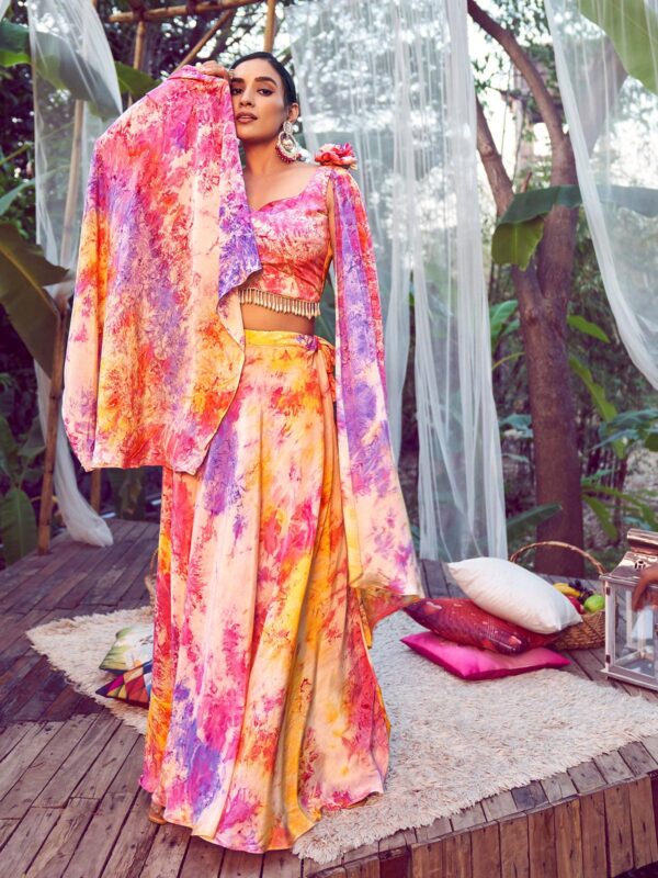 Purple Lehenga Choli with Fancy Dupatta with Digital Printed Work for Party Wear