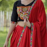 Navratri Red Color Lehenga Choli with Mirror & Gota Patti
