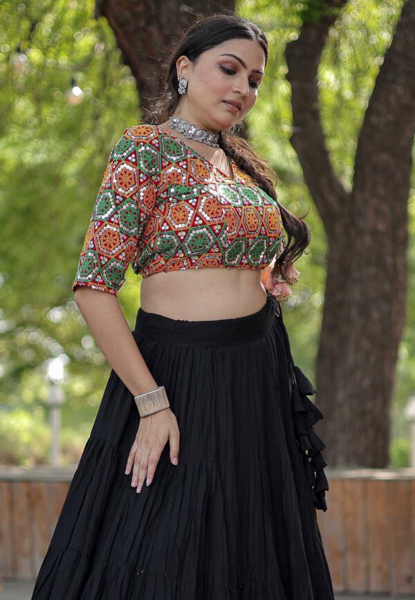 Designer Readymade Black Reyon Lehenga Choli Set