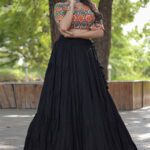 Designer Readymade Black Reyon Lehenga Choli Set