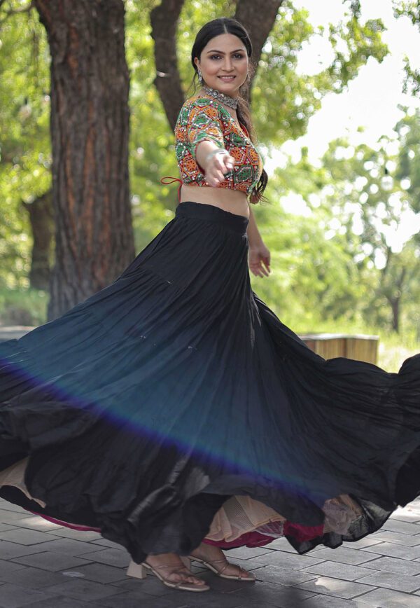 Designer Readymade Black Reyon Lehenga Choli Set