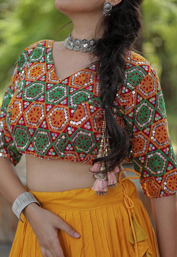 Designer Readymade Yellow Reyon Lehenga Choli Set