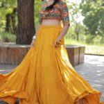 Designer Readymade Yellow Reyon Lehenga Choli Set