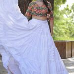 Designer Readymade White Reyon Lehenga Choli Set