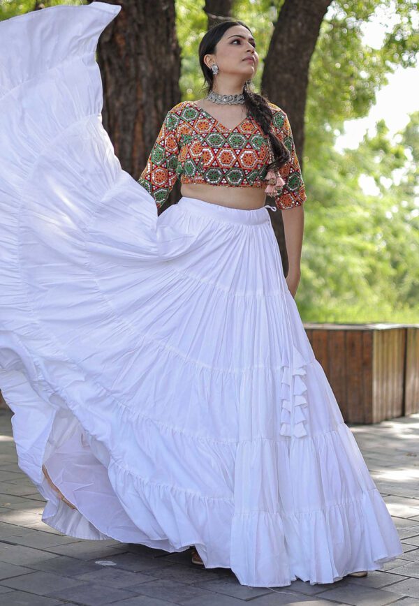 Designer Readymade White Reyon Lehenga Choli Set