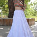 Designer Readymade White Reyon Lehenga Choli Set