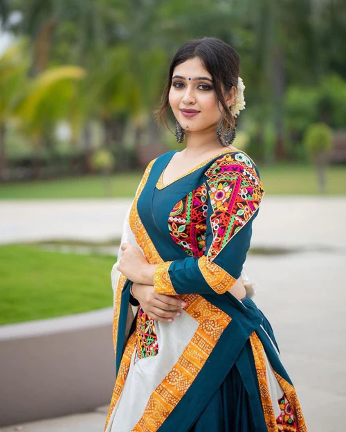 Printed and Real Mirror Lehenga Choli with Dupatta