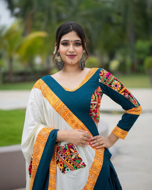 Printed and Real Mirror Lehenga Choli with Dupatta