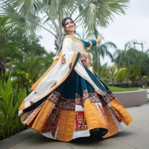 Printed and Real Mirror Lehenga Choli with Dupatta