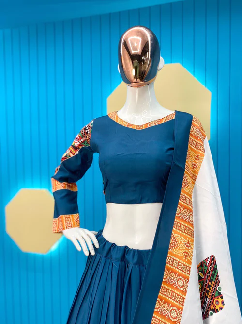 Printed and Real Mirror Lehenga Choli with Dupatta