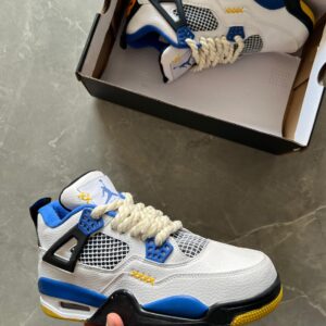 Branded Jordan Retro 4 1st Copy of Shoes (White and Blue)