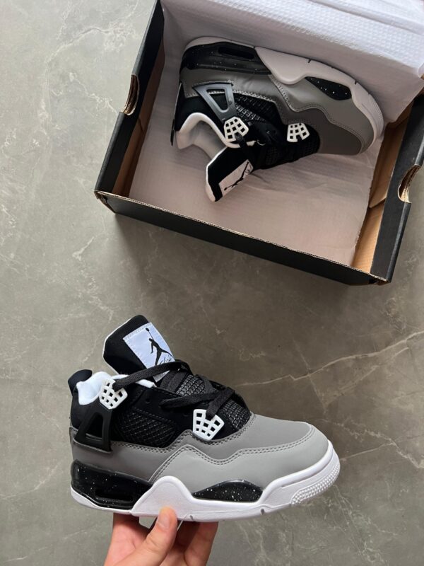Jordan Retro 4 Shoes for Girls - Black & Gray