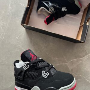 Jordan Retro 4 Shoes for Girls - Black & Red
