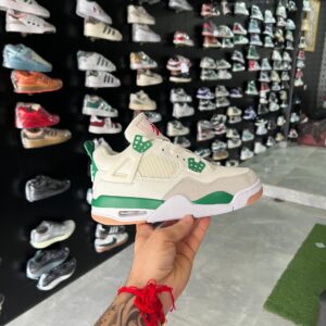 Jordan Retro 4 Shoes for Girls - Pine Green