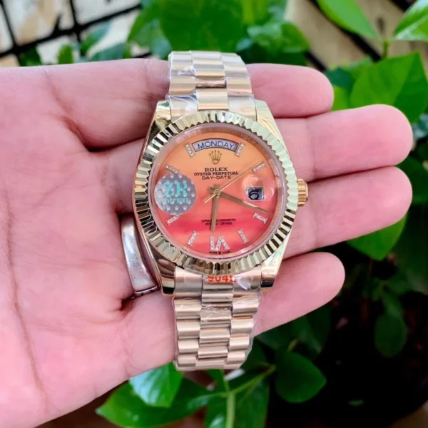 Rolex Watch First Copy Day Date 40 Carnelian Orange for Men