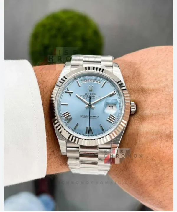Rolex Watches First Copy Day Date Sky Blue for Men