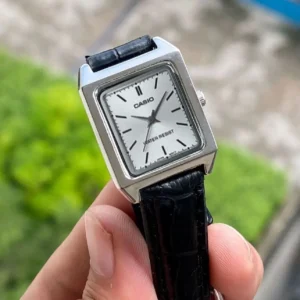 Casio Model for Her First Copy Watch - Black Leather Strap