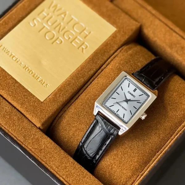 Casio Model for Her First Copy Watch - Black Leather Strap
