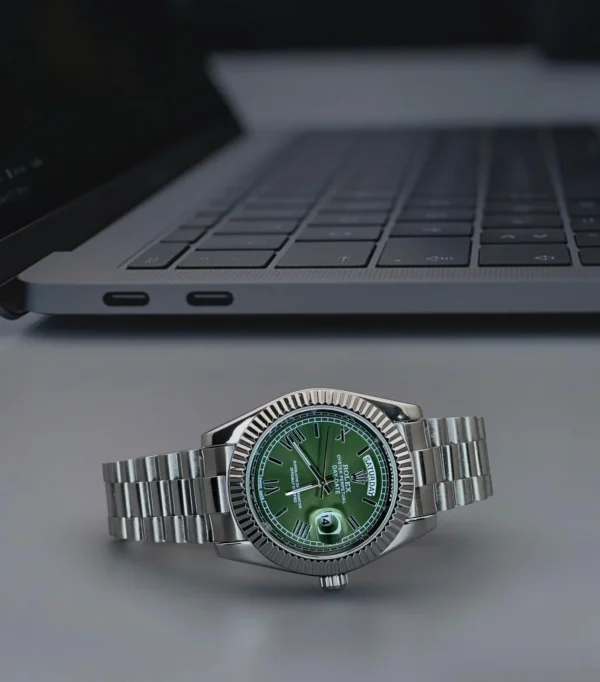 First Copy of Rolex Watches - Day-Date Green Dial for Men
