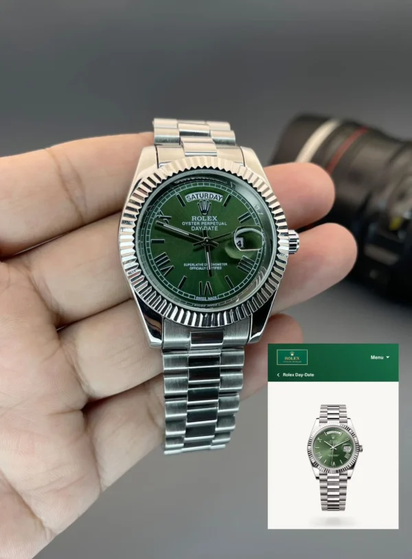 First Copy of Rolex Watches - Day-Date Green Dial for Men