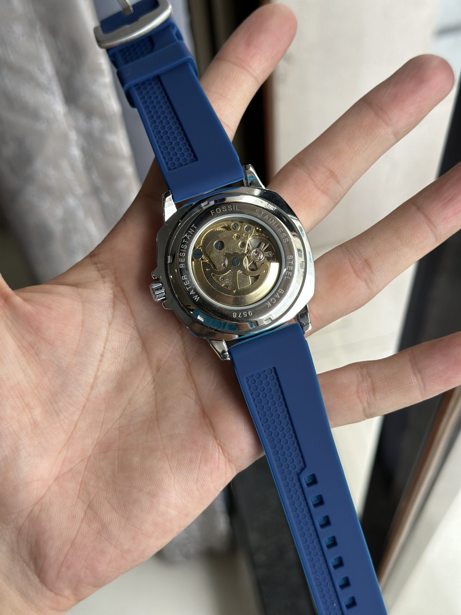 Fossil Skeleton Automatic First Copy Watch - Blue Strap (5)