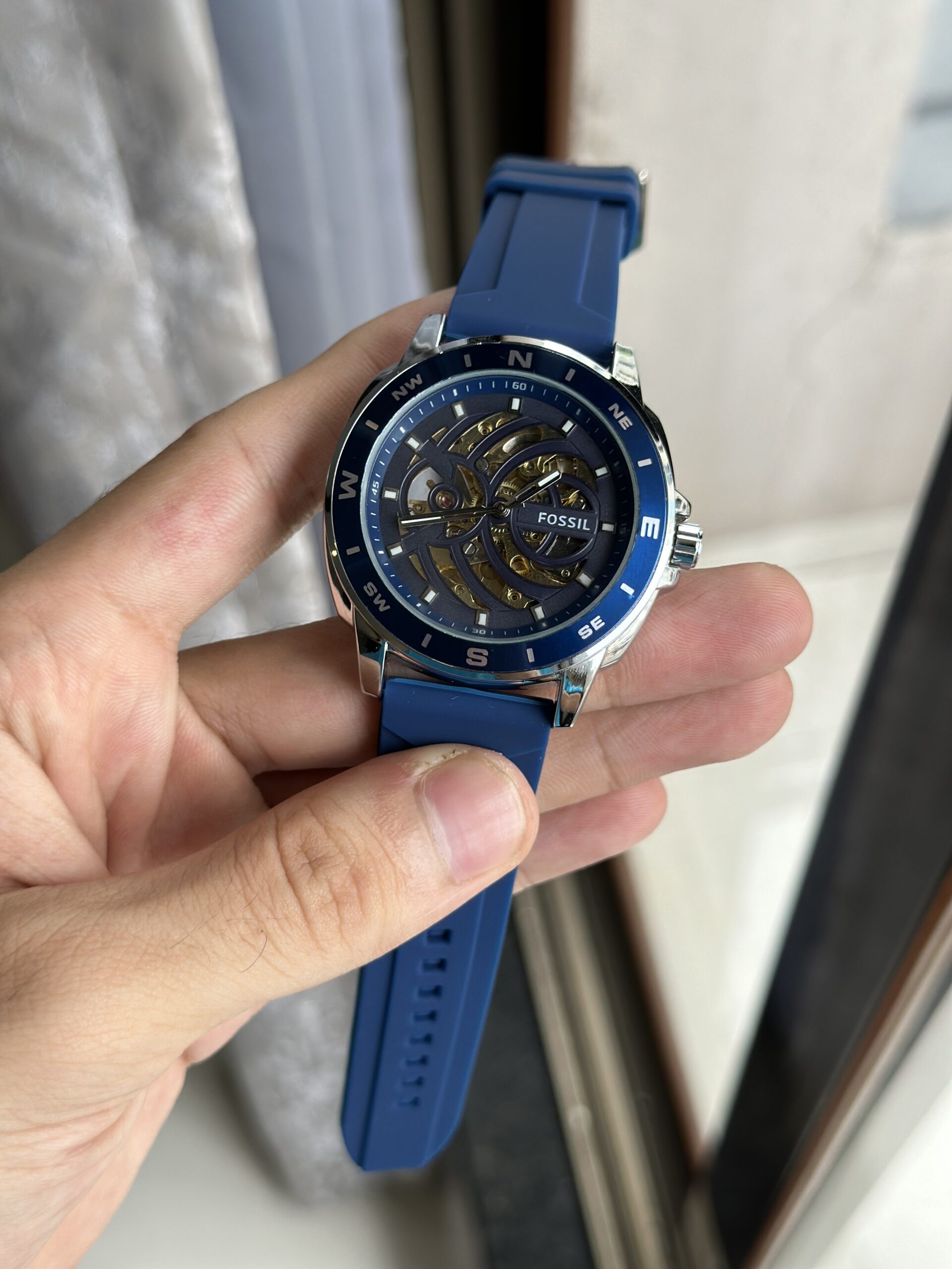 Fossil Skeleton Automatic First Copy Watch - Blue Strap (6)