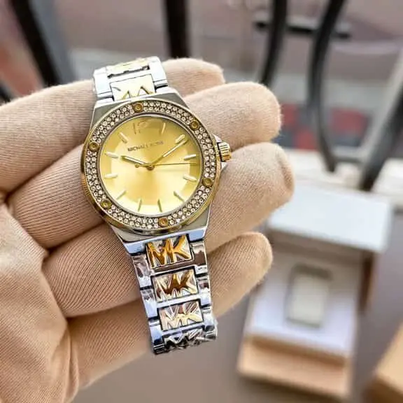 Michael Kors MK7406 Gold & Silver First Copy Watch - 31mm Square Face