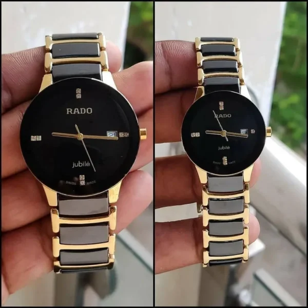 Rado Jubile Black & Gold Couple First Copy Watch - High-Tech Ceramic Strap