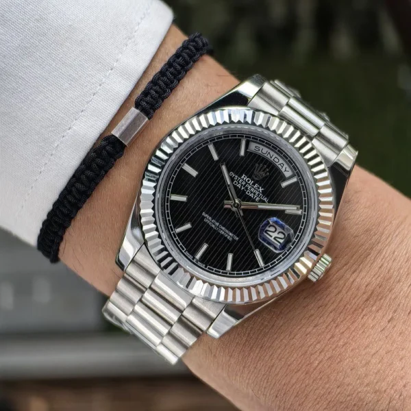 Rolex Watch 1st Copy Day-Date President Black Dial for Men