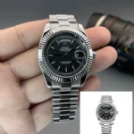 Rolex Watch 1st Copy Day-Date President Black Dial for Men