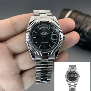 Rolex Watch 1st Copy Day-Date President Black Dial for Men
