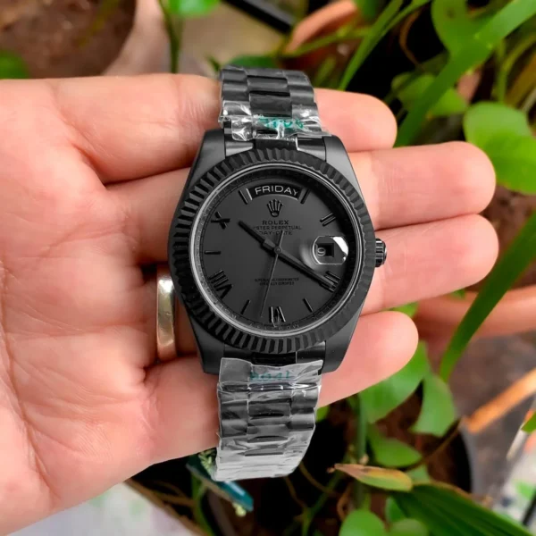 Rolex Watch Copy Day-Date Dark Black for Men