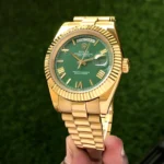 Rolex Watch with Indian Day-Date Green Dial for Men