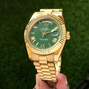 Rolex Watch with Indian Day-Date Green Dial for Men