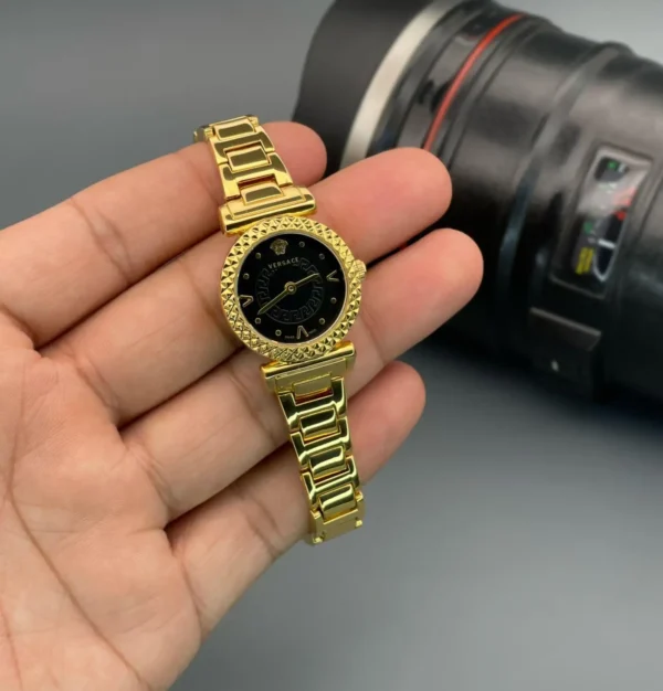 Versace VR Golden First Copy Watch - Ladies Quartz with Sapphire Glass