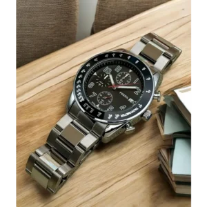 Buy Classy Fossil Round Dial Auto Watch Silver Black Watch For Men (SHH04680)