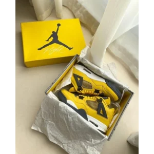 First Copy Air Jordan Retro 4 Lighting Yellow Shoes for Men (SOH18)