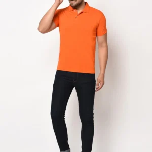 Cotton Blend Solid Half Sleeves Polo T-Shirt For Men