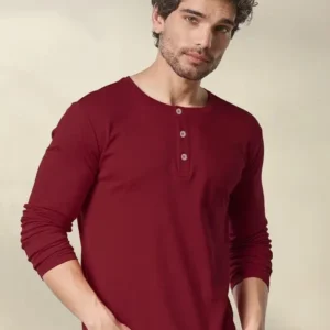 Men's Full Sleeve Cotton Henley T-shirt