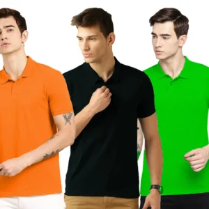 Poly Cotton Solid Half Sleeves Polo T-Shirts (Buy 1 Get 2) For Men