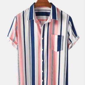 Rayon Stripes Half Sleeves Regular Fit Mens Casual Shirt