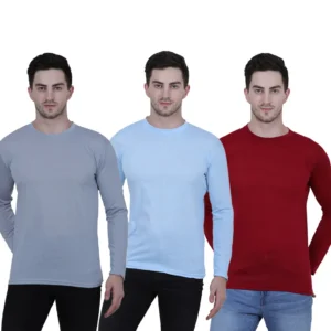 Men's Cotton Round Neck Full Sleeves Stylish T-shirt (Pack of 3)