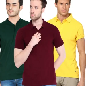 Men's Poly Cotton Solid Half Sleeves Polo T-shirt (Pack of 3)