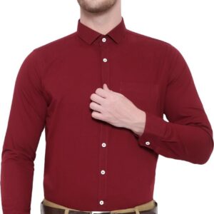 SREY Men Slim Fit Solid Maroon Formal Shirt