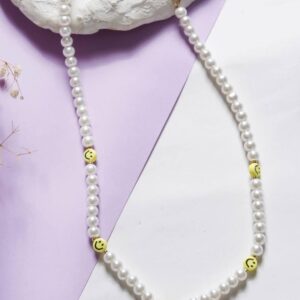 PD Enterprise White Pearl & Yellow Smiley Face Necklace