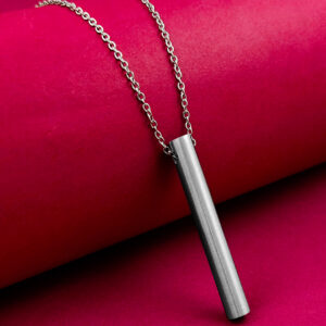Silver Stainless Steel Round Bar Pendant adjustable Necklace chain