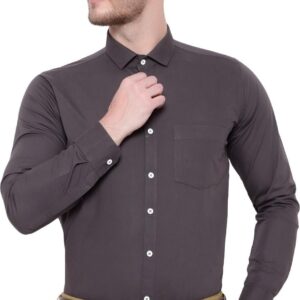 SREY Men Slim Fit Solid Grey Formal Shirt